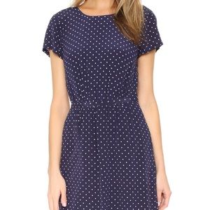 Madewell Silk Navy Dress with Dots and Stars